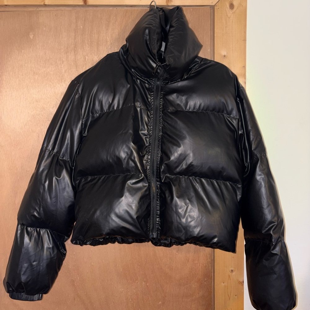 SHEIN Glossy Black Puffer Jacket